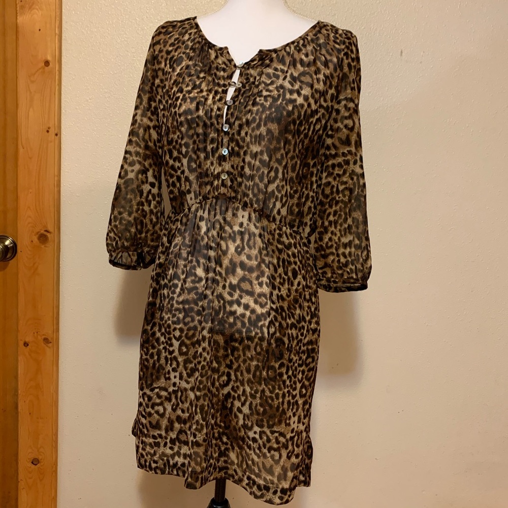 🐯 Sheer Cheetah print dress...with pockets!
